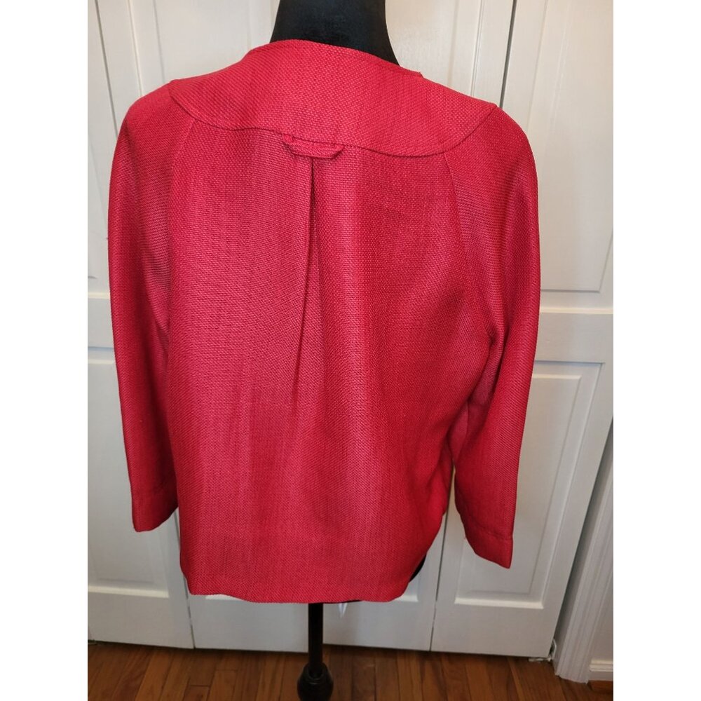 Perceptions Petite Red Swing Tailored Jacket 14P Twee Retro Old Money Ladylike - Picture 2 of 9